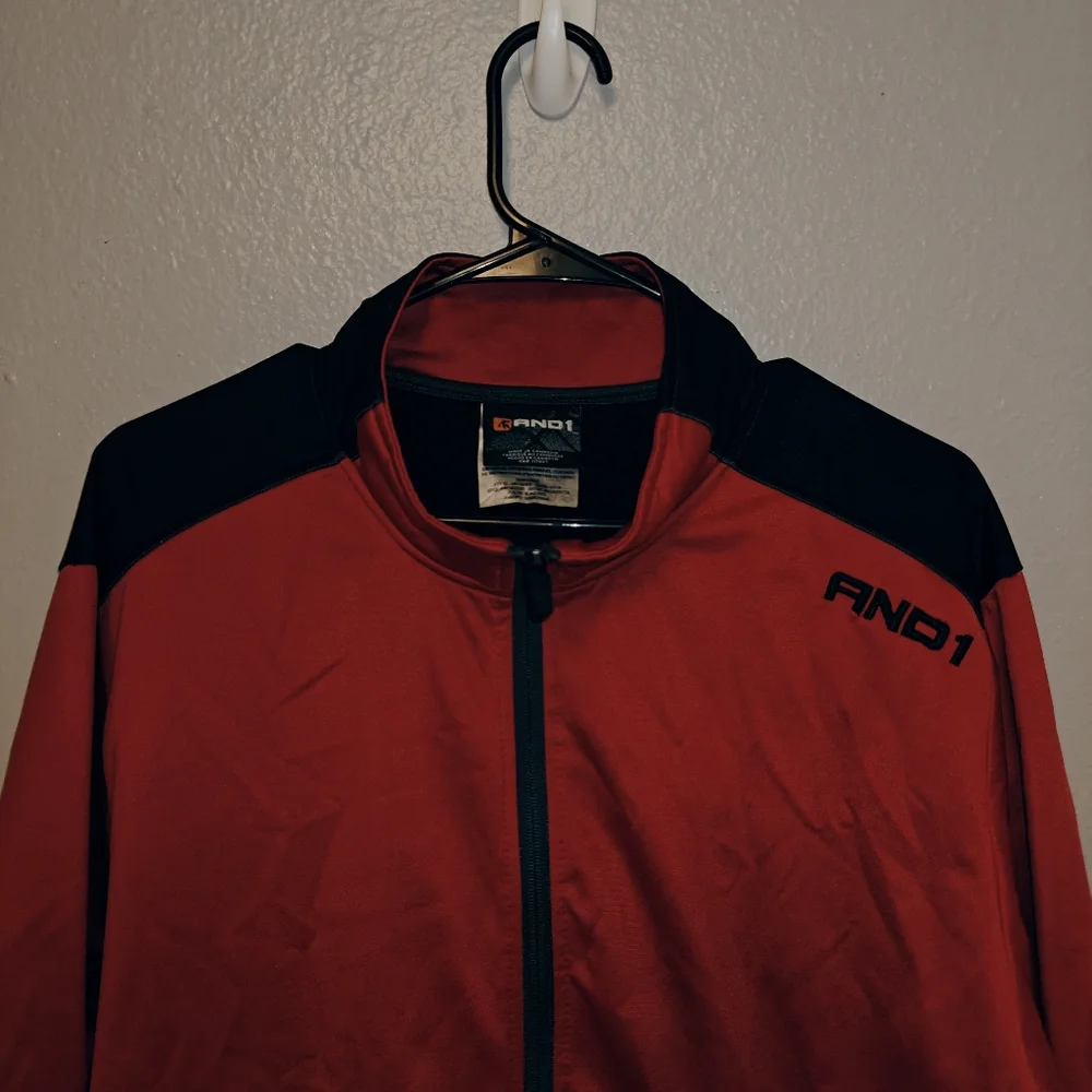 And1 Red and Black Lightweight Track Jacket Size XL